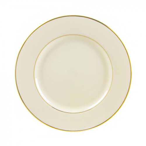10" China Dinner Plate "Ivory with Gold Band" (Rack of 20)